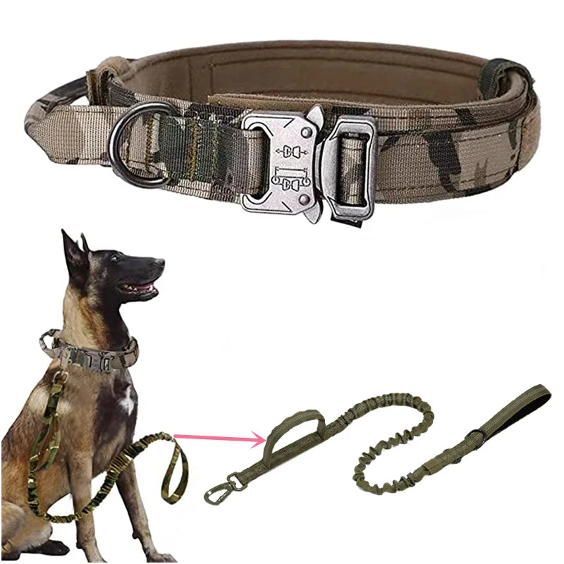 Dog Collar Durable Tactical Leash Set Adjustable Military Pet Collar Leash Medium Large Dog German Shepherd Training Accessories