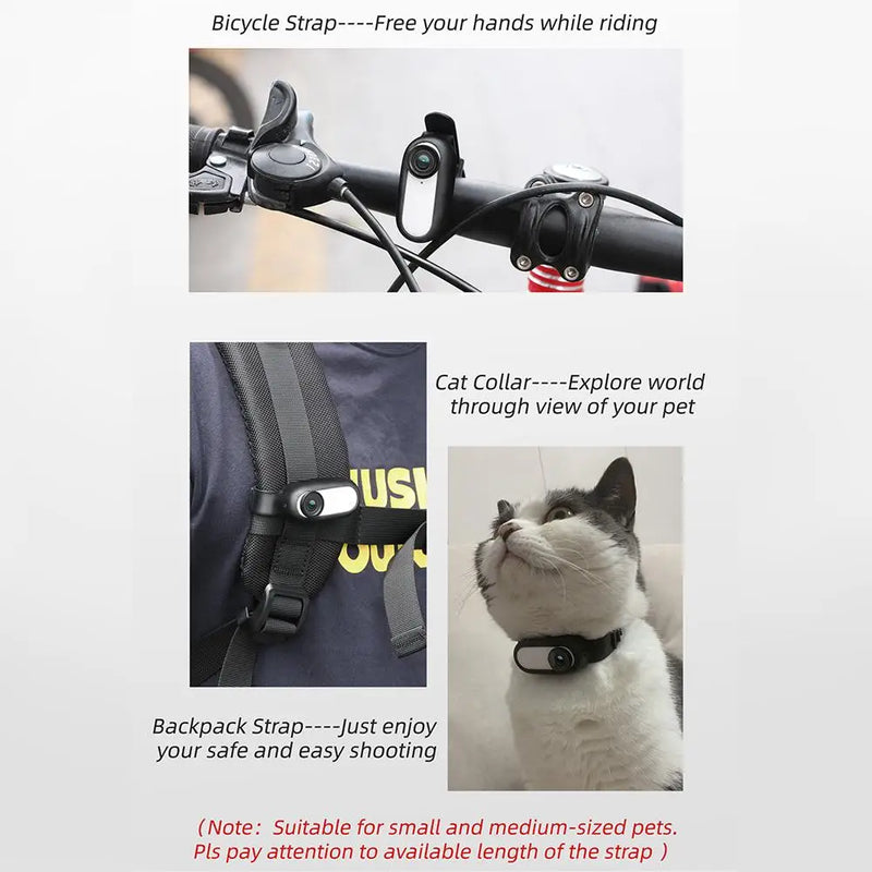 Câmera de Coleira Cat Collar Camera For Pet Cameras & Monitors With 170 Wide Angle Lens Mini Portable Stable Sport Action Body Camera With Video