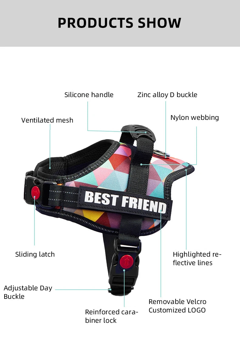 Favorite Pet Dog Harness Service Dog And Emotional Support Harness Vest With Removable Reflective Patches For Large Medium Puppy