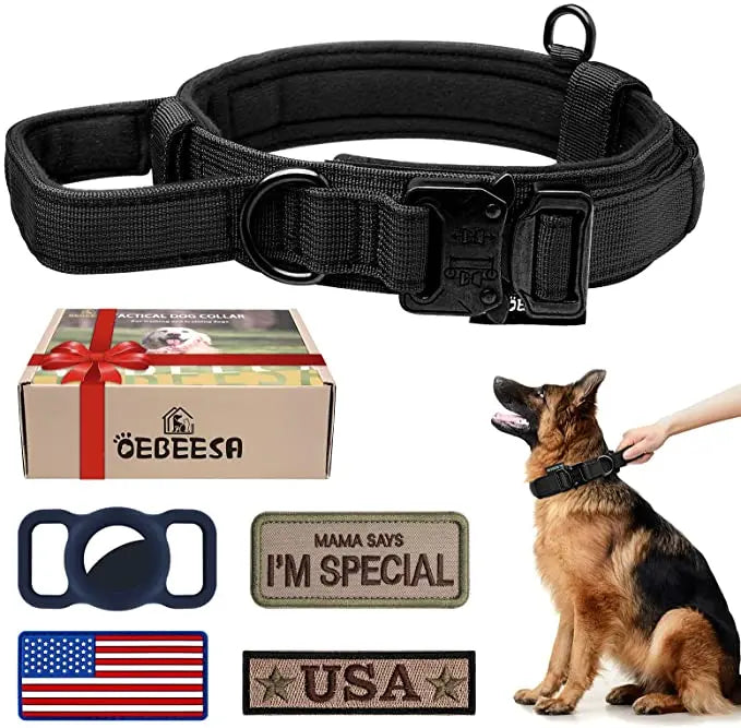 Dog Collar Durable Tactical Leash Set Adjustable Military Pet Collar Leash Medium Large Dog German Shepherd Training Accessories