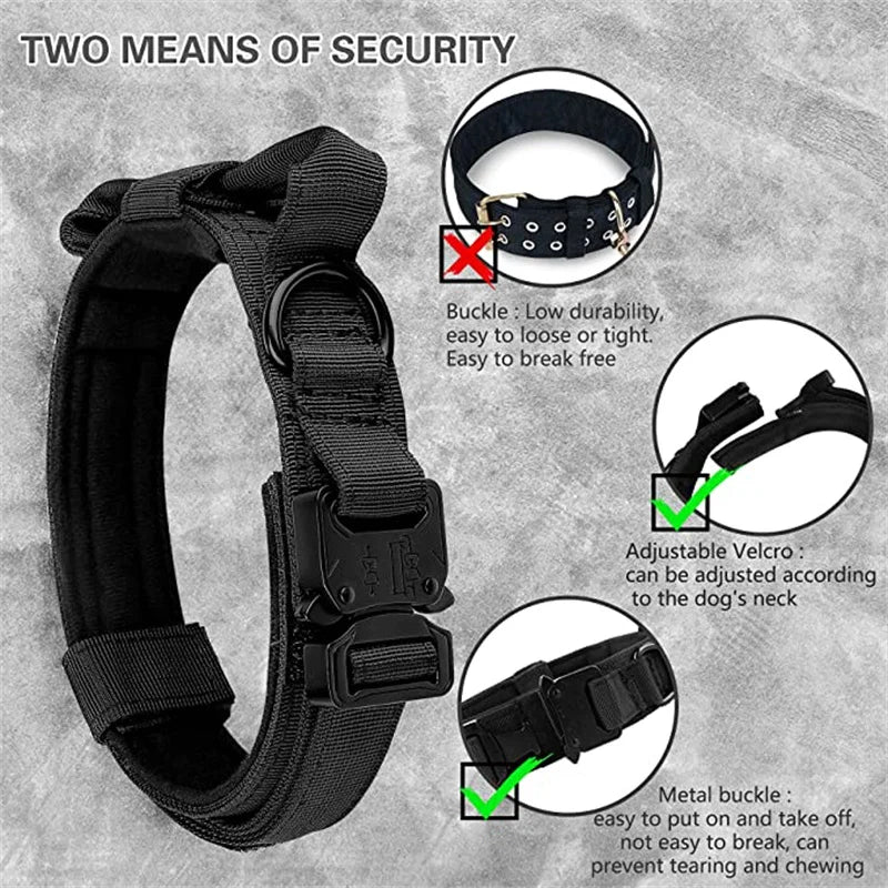 Dog Collar Durable Tactical Leash Set Adjustable Military Pet Collar Leash Medium Large Dog German Shepherd Training Accessories